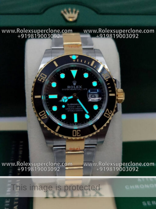 Rolex submariner black dial two tone super clone watch