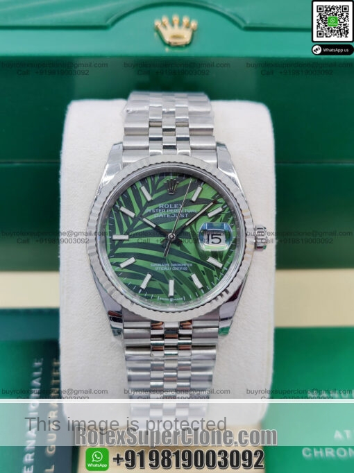 rolex datejust 36mm palm dial super clone replica watch