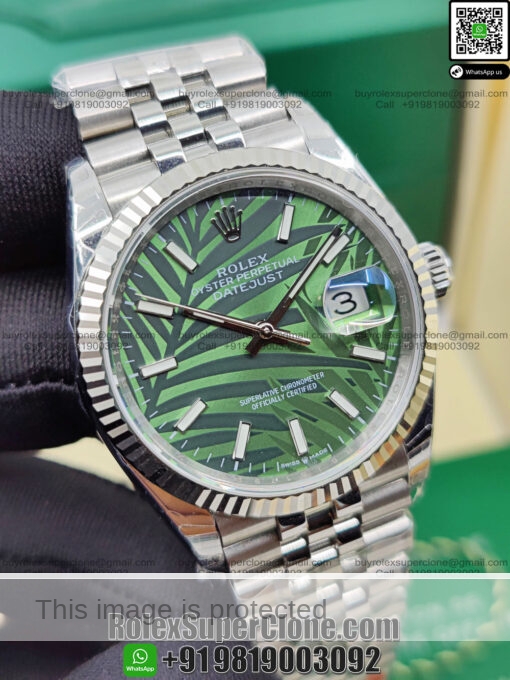 rolex datejust 36mm palm dial super clone watch