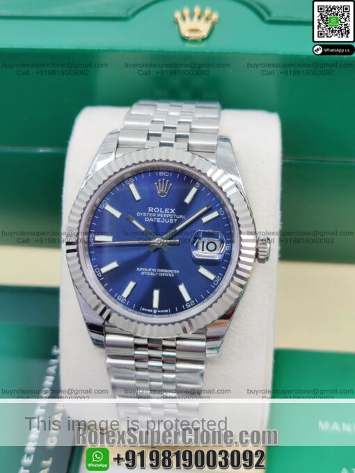 rolex datejust 41 blue dial replica watch