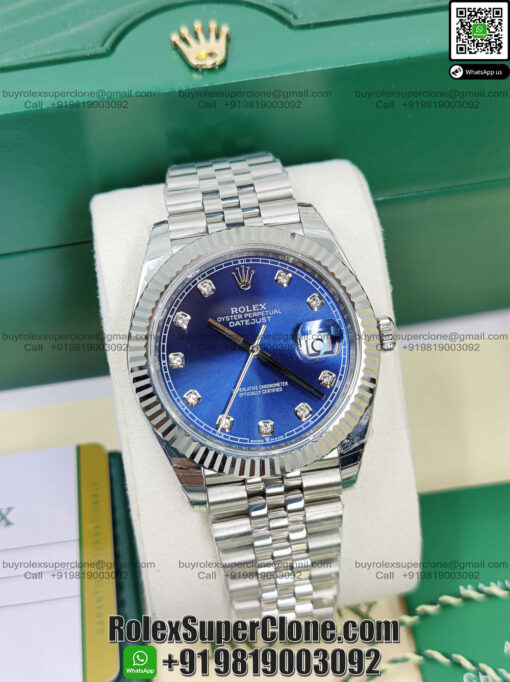 rolex datejust blue diamond dial jubilee replica