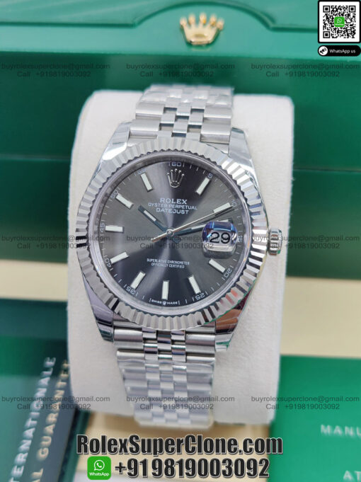 rolex datejust rhodium dial replica watch