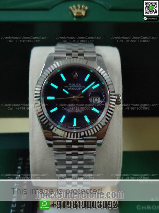 rolex datejust rhodium dial swiss replica watch