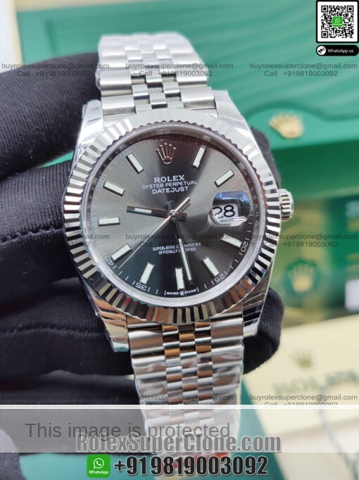 rolex datejust rhodium super clone watch