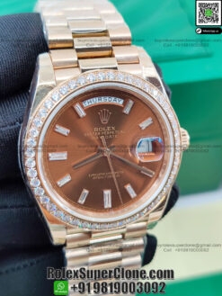 rolex daydate diamonds bezel replica watch