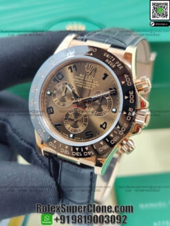 rolex daytona chocolate dial leather strap replica watch