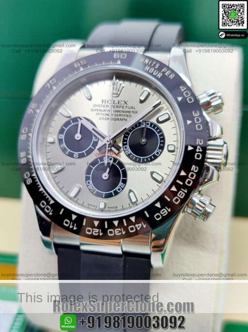 rolex daytona silver dial oysterflex replica watch