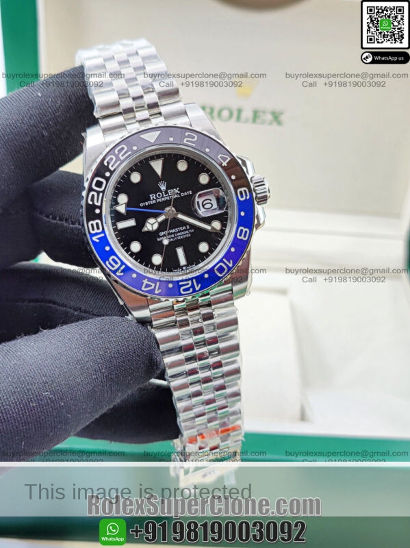 rolex gmt batman jubilee bracelet replica watch