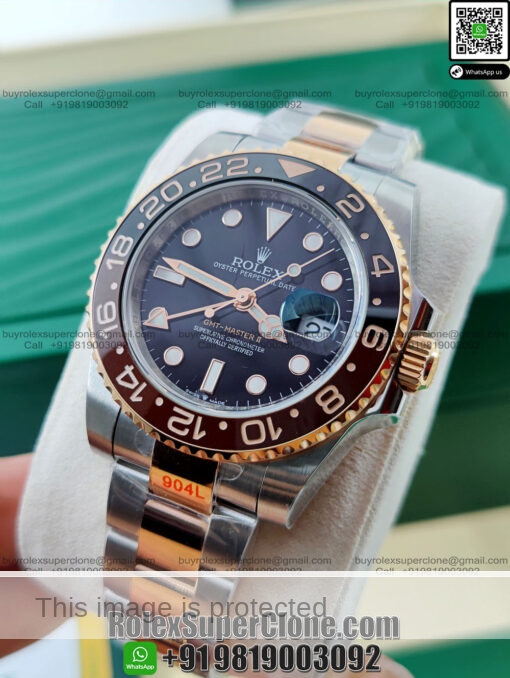 rolex gmt master 2 root beer two tone replica watch