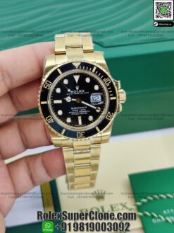rolex submariner black dial gold replica watch