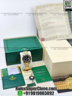 rolex submariner black dial yellow gold replica watch