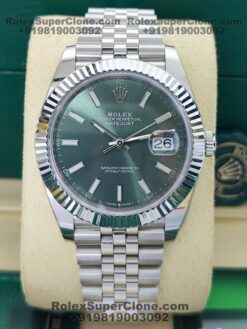 rolex datejust 41 mint green