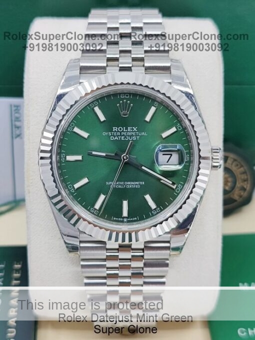 Rolex datejust 41mm mint green dial watch