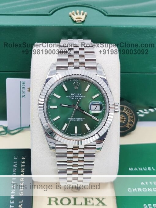 Rolex datejust mint green dial replica watch