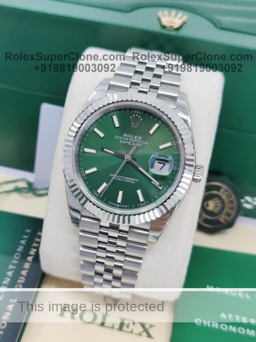 Rolex datejust mint green super clone watch