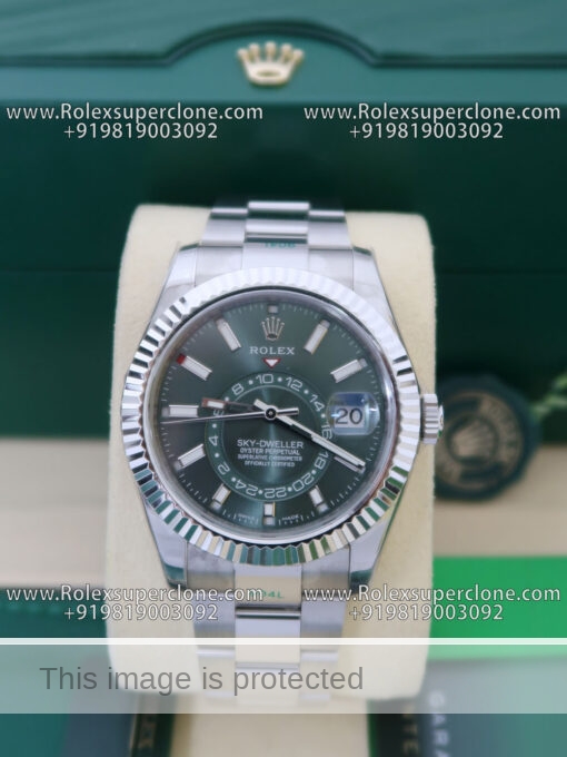 rolex sky dweller green dial super clone