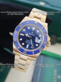 rolex submariner blue dial gold bracelet