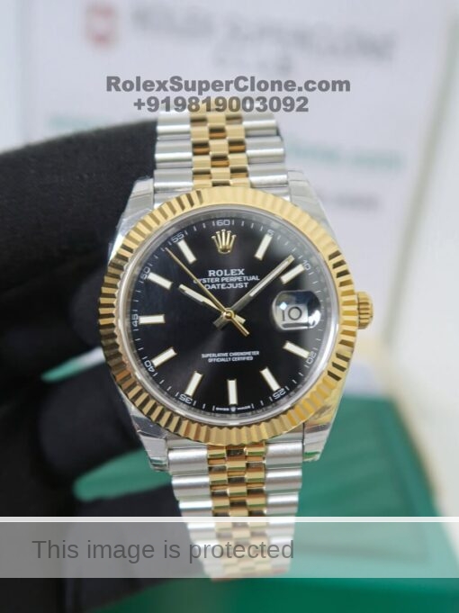 rolex datejust black dial replica