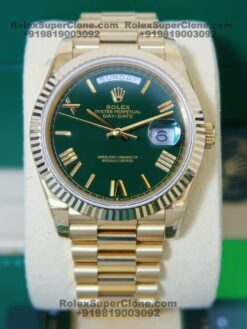 rolex daydate green dial yellow gold