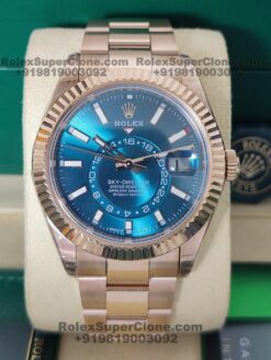 rolex sky dweller blue dial rose gold