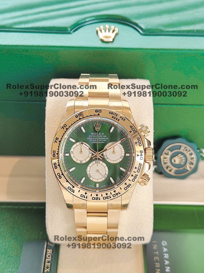 rolex daytona ref 126508 green dial yellow gold