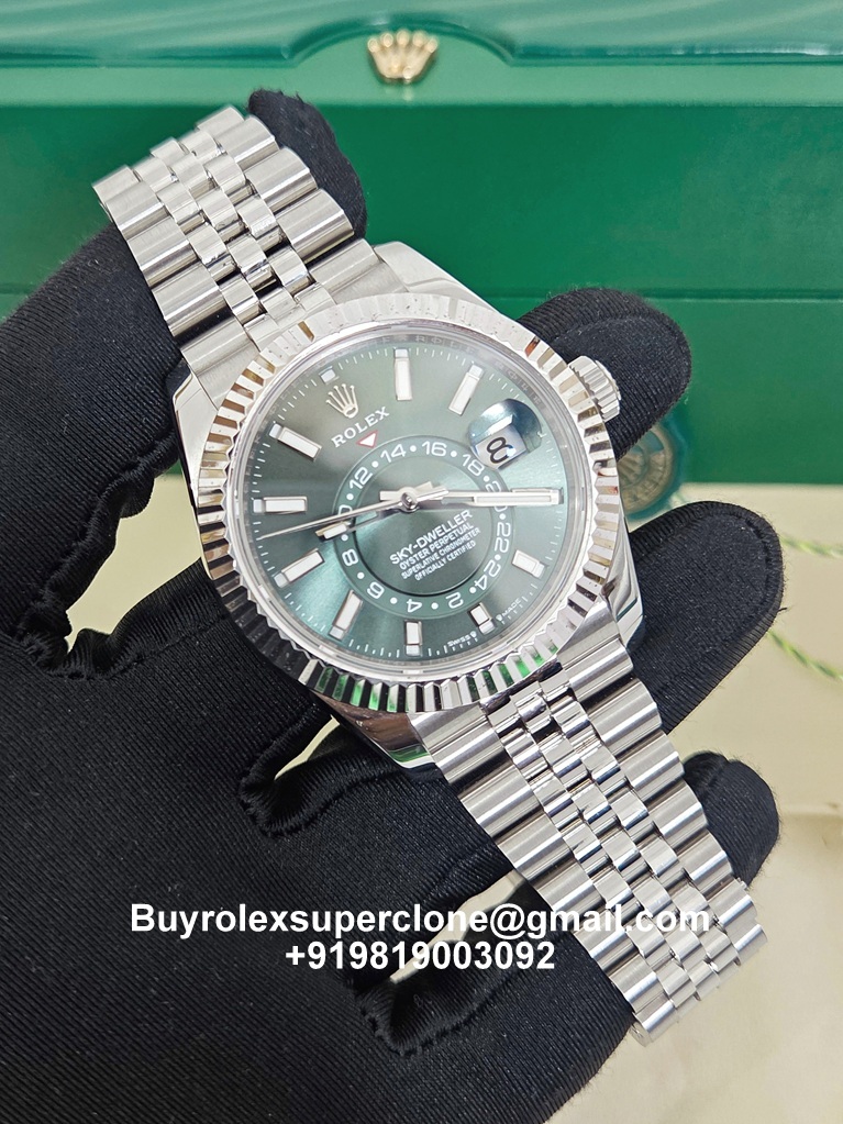 rolex sky dweller green dial jubilee bracelet