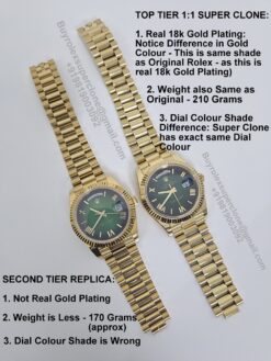 rolex day date gold weighted vs non weighted replica