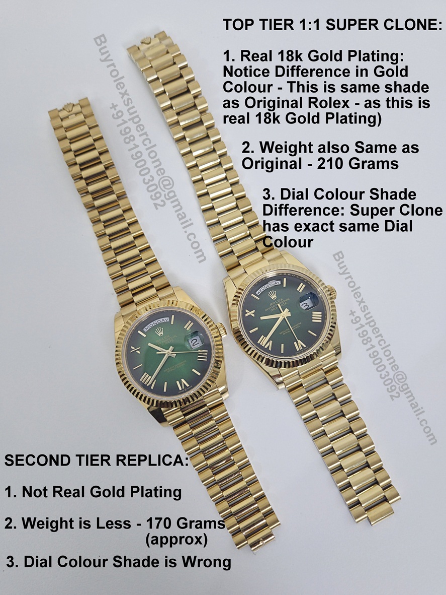 rolex day date gold weighted vs non weighted replica